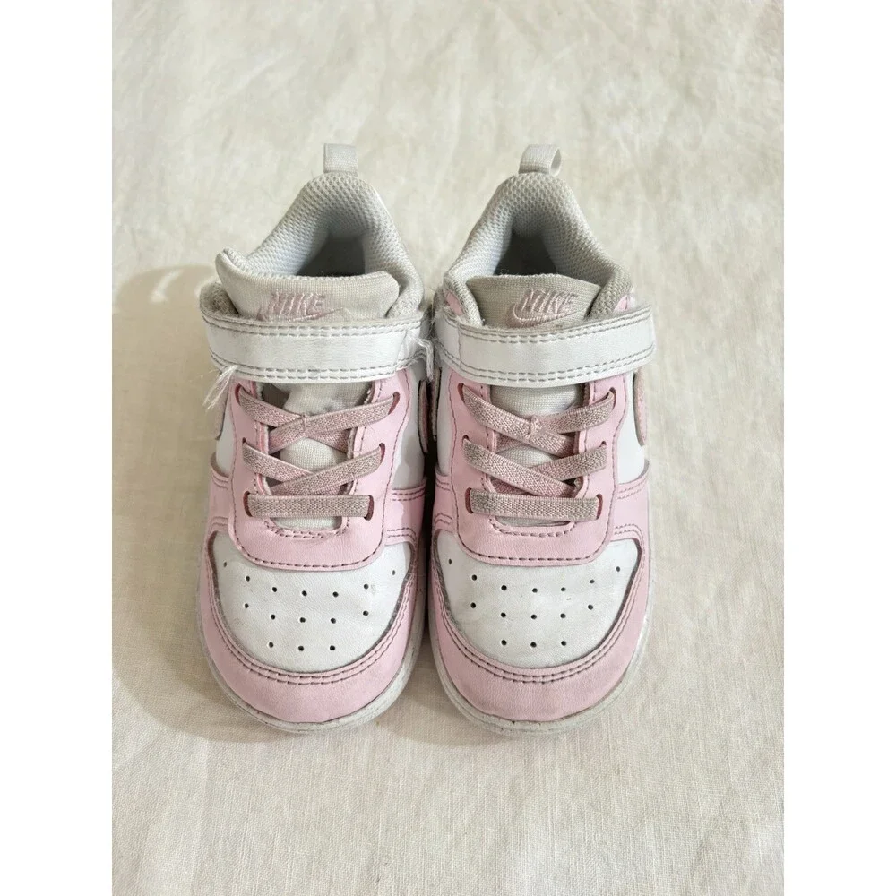 NIKE COURT BOROUGH LOW RECRAFT DV5458-105 Pink White Baby Toddler Size 7.5C